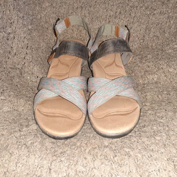 KEEN-Skyline Slingback Sandals-Multicolor Space Dye Wedge-Sz 9.5-Near Mint - Picture 3 of 7
